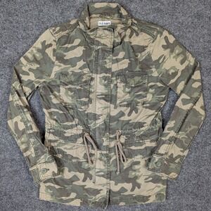 Old Navy Bailey Camo Utility Field Jacket Green Camouflage Cotton Womens Medium